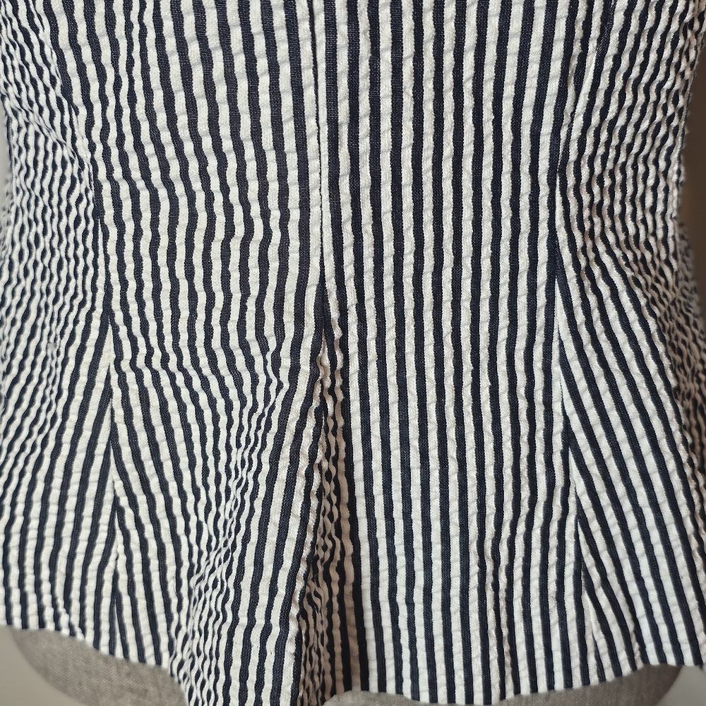 Sandro Seersucker Stripe Summer Blazer Womens Size S 100% Cotton Preppy Academia - Picture 14 of 15
